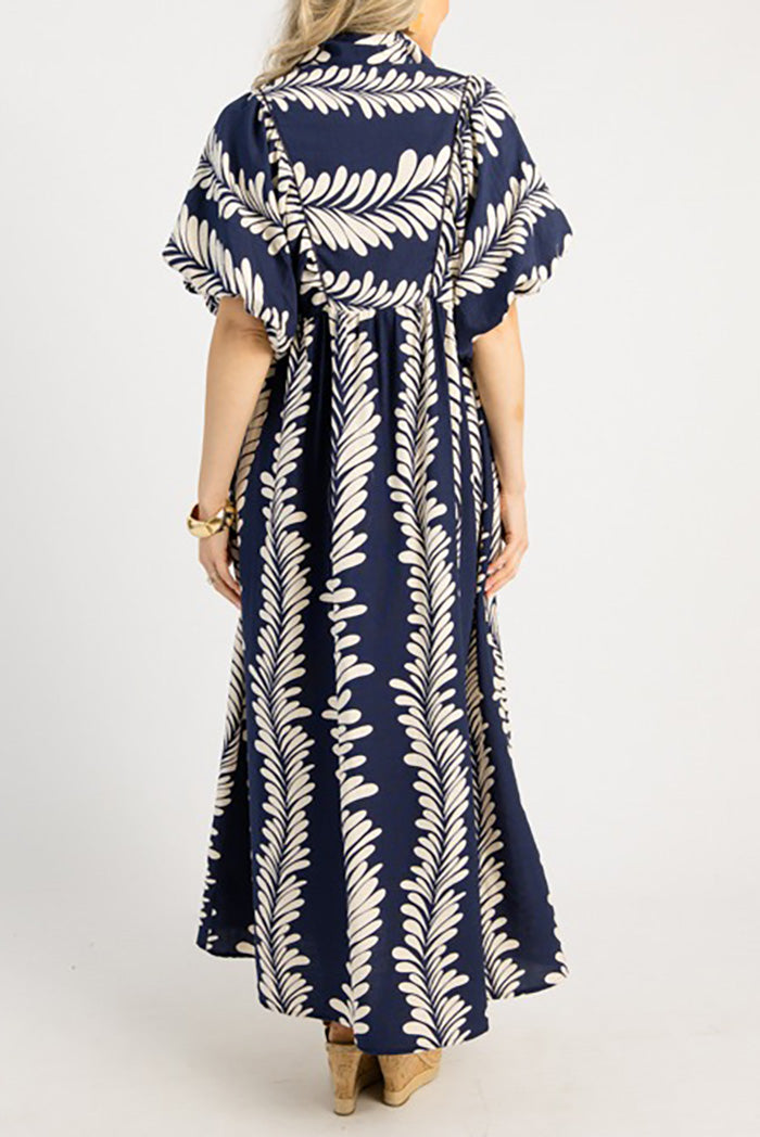 Contrast Printed Pocket Midi Dress
