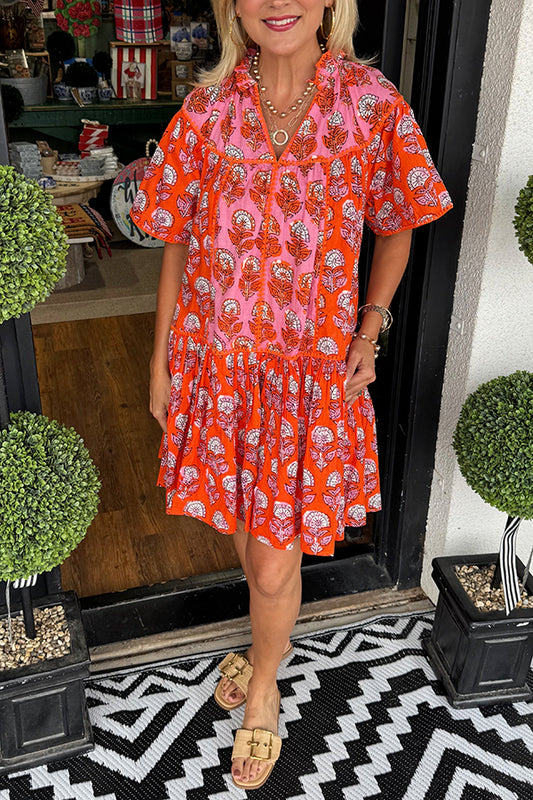 Ruffles Collar Floral Dress