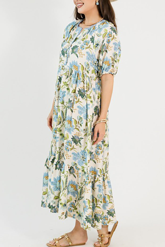 Puff Sleeve Floral Maxi Dress
