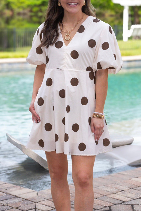 Polka Dot Puff Sleeve Dress