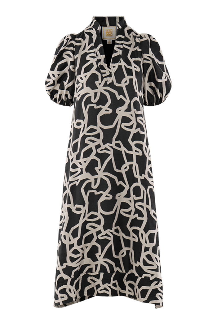 Puff Sleeve Bold Printed Dress