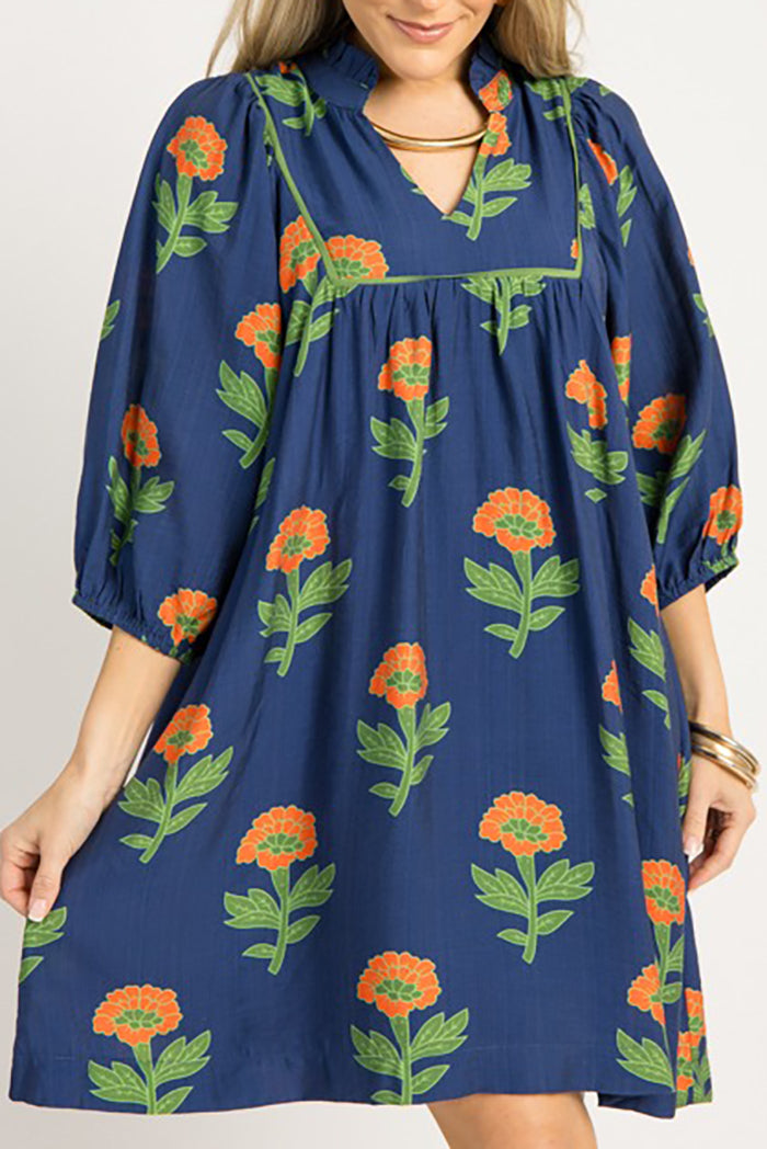 Block Print Floral Dress
