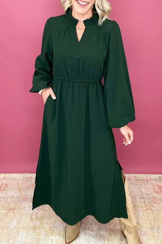 V-Neck Smocked Waist Maxi Dress
