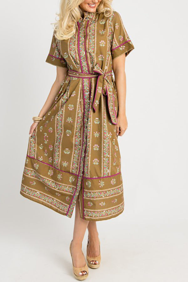 Casual Belt Floral Dress