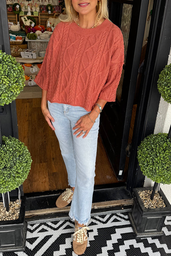 Casual Solid-Color Twisted Sweater