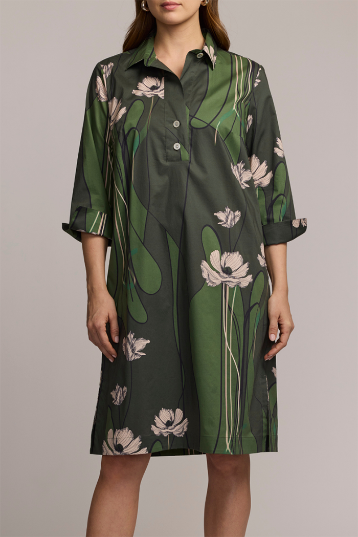 3/4 Sleeve Poppy Print Dress