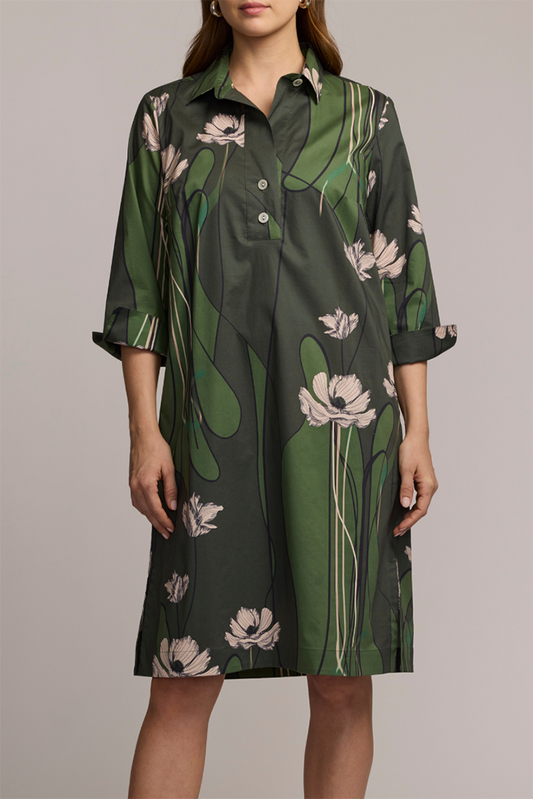 3/4 Sleeve Poppy Print Dress
