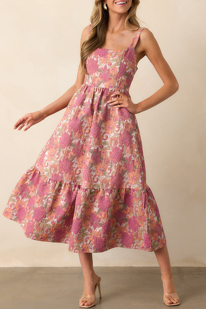 Floral Jacquard Maxi Dress