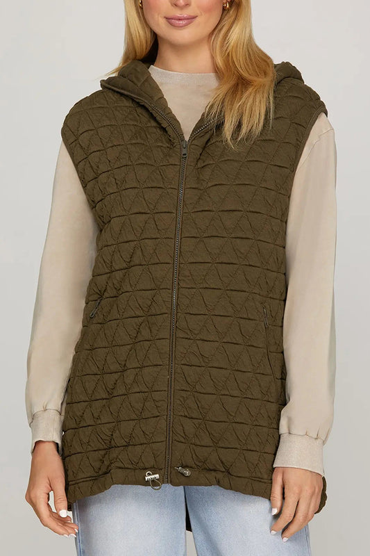 Zip Up Hooded Quilt Vest