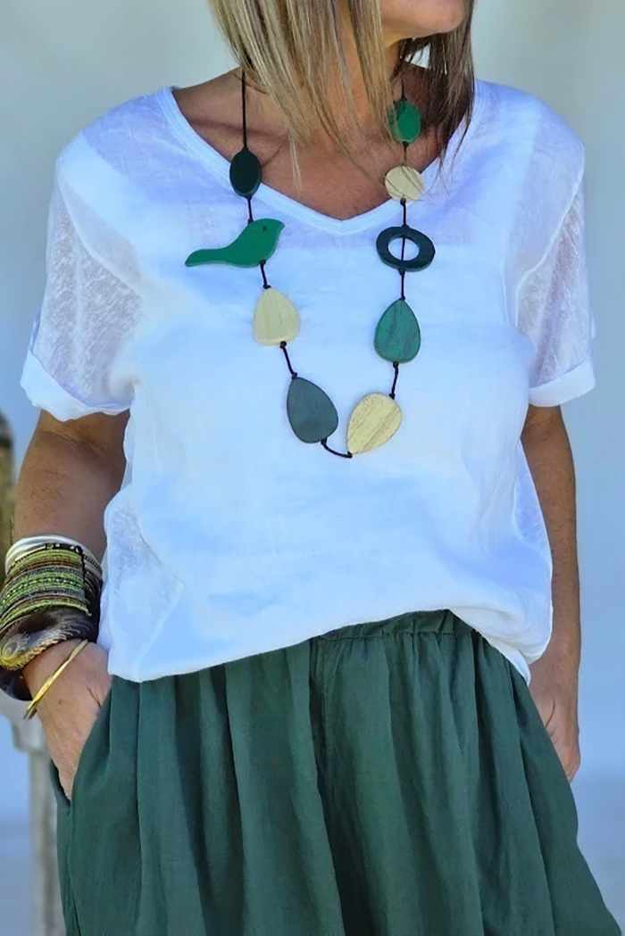 V Neck Tee Harem Pants Set