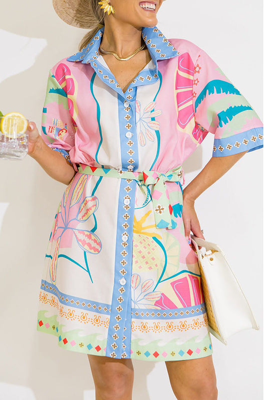 Casual Belt Shirt Dress