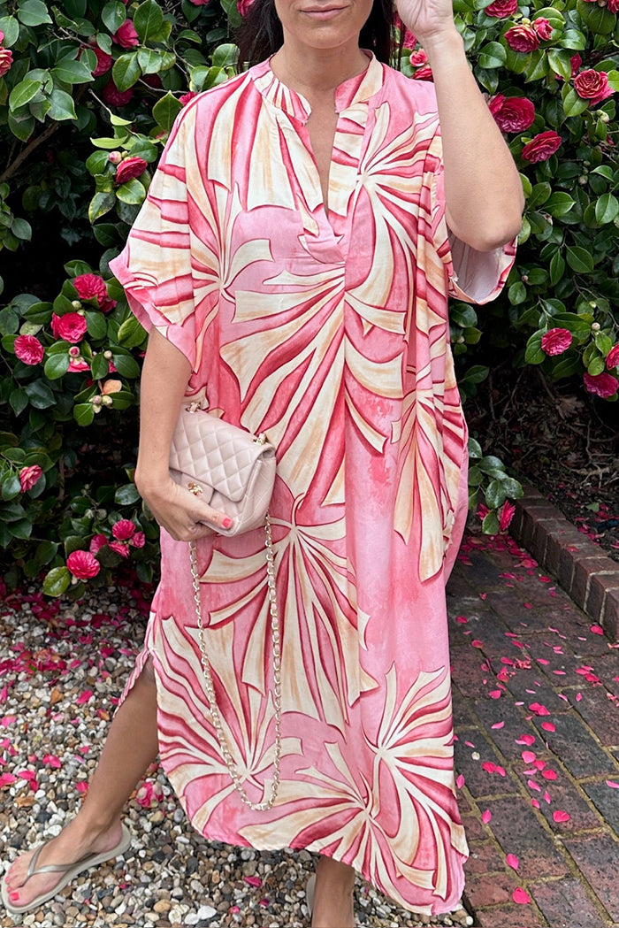 Printed Batwing Sleeve Pocket Dress