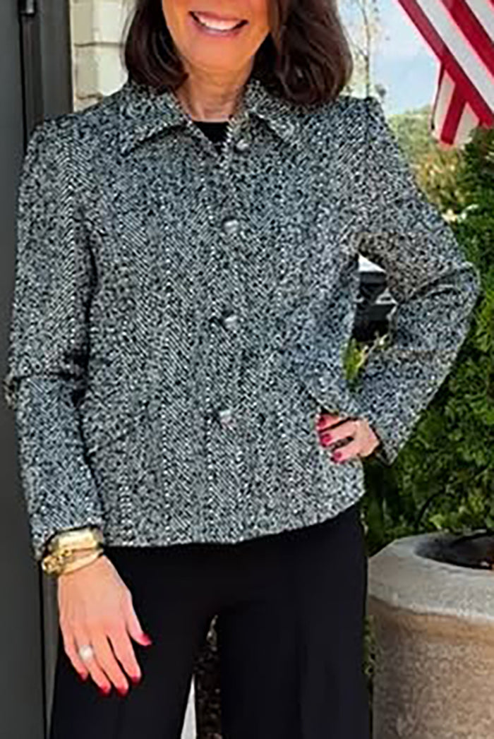 Casual Herringbone Button Jacket