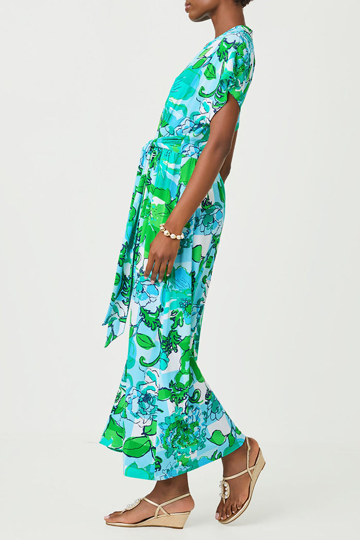 Ruffle Sleeve Floral Print Maxi Dress
