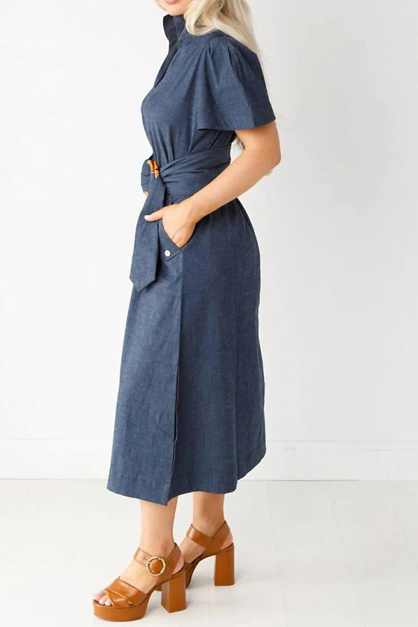Stretch Denim Maxi Dress