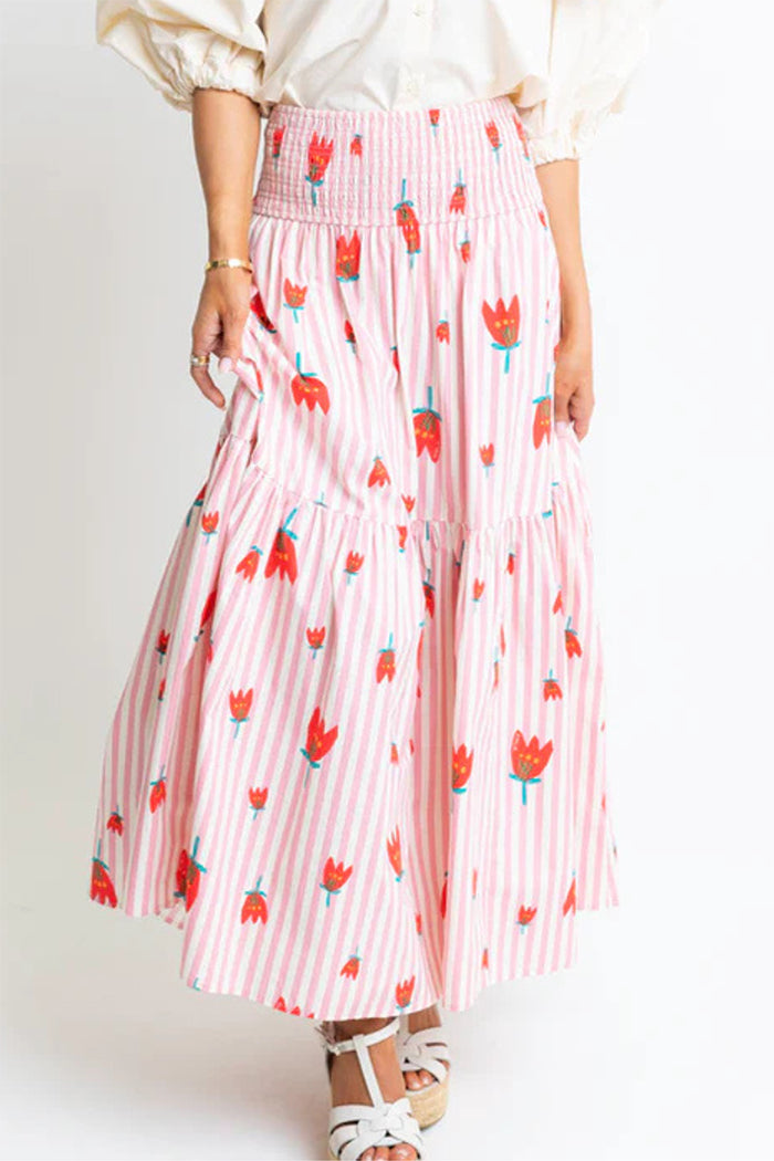 Stripe Smocked Maxi Skirt