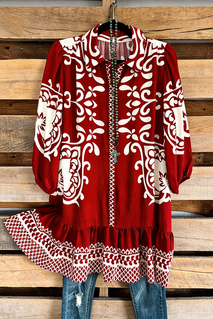 Ruffle Hem Floral Loose Dress