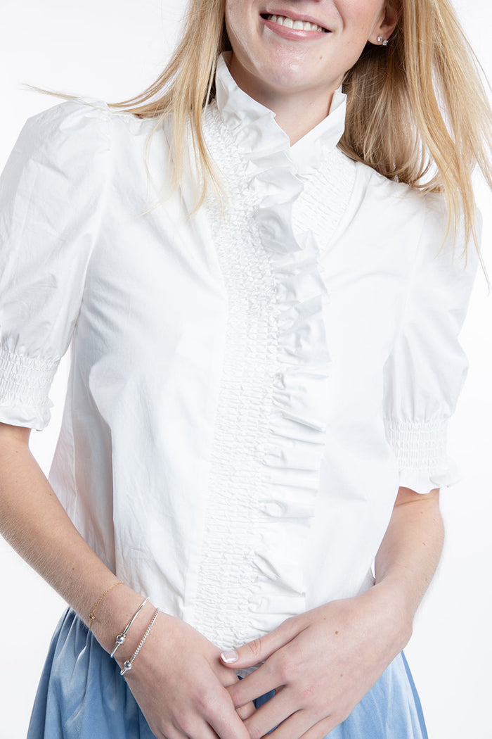 Ruffle Placket Puff Sleeve Top