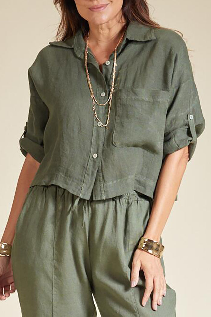 Casual Solid Color Button Top