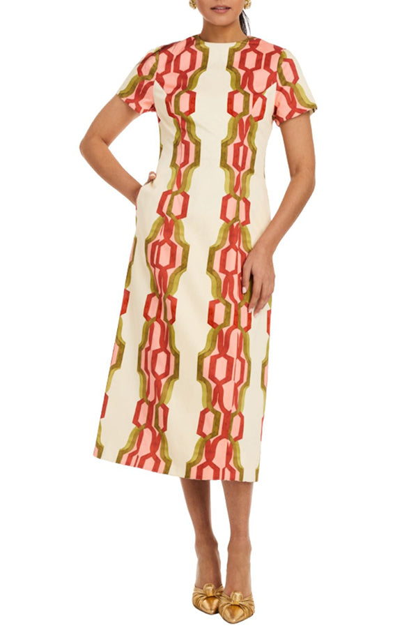 Casual Geometric Pattern Pocket Dress