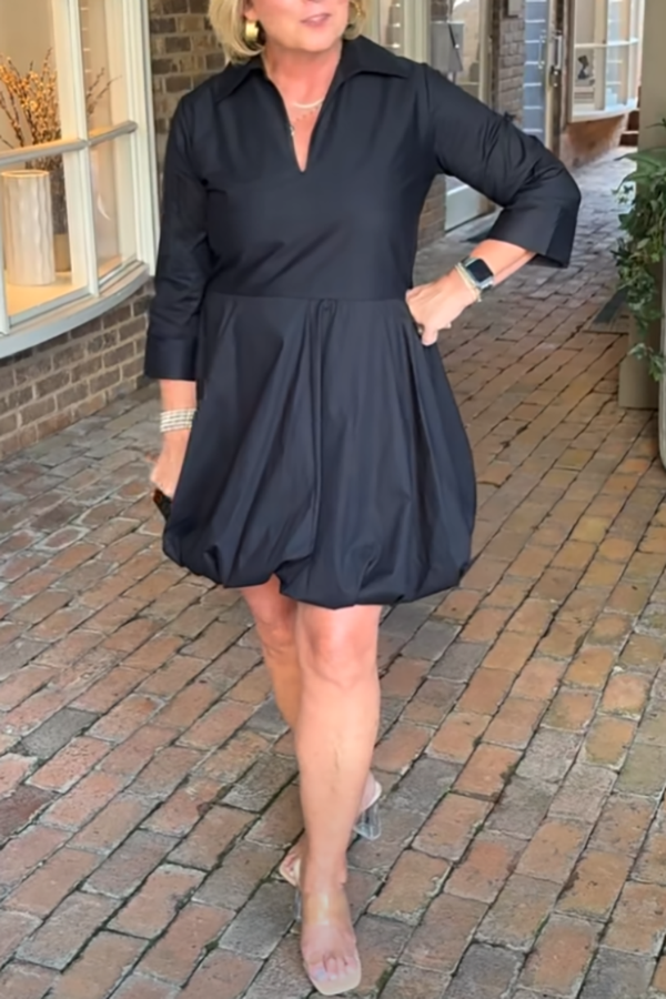 Casual Solid Color Bubble Dress