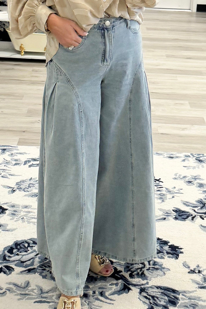 Wide Leg Pocket Denim Jeans