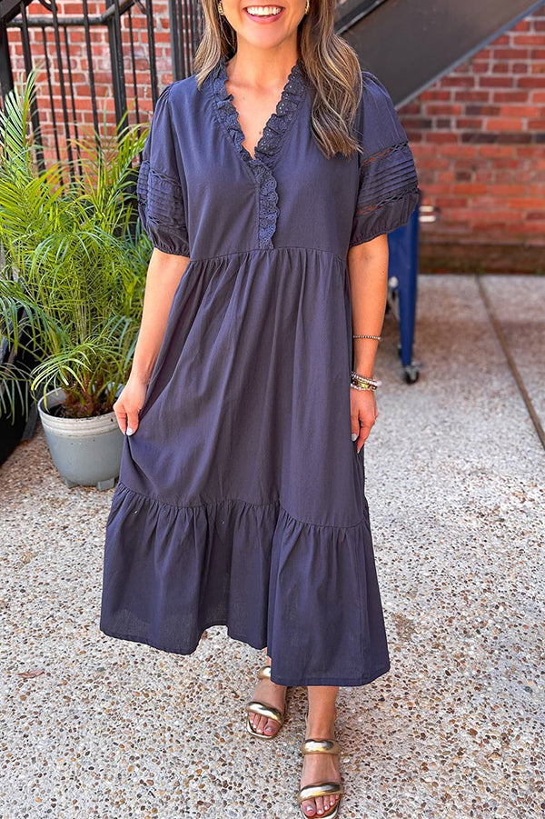 Casual Lace Collared Dress