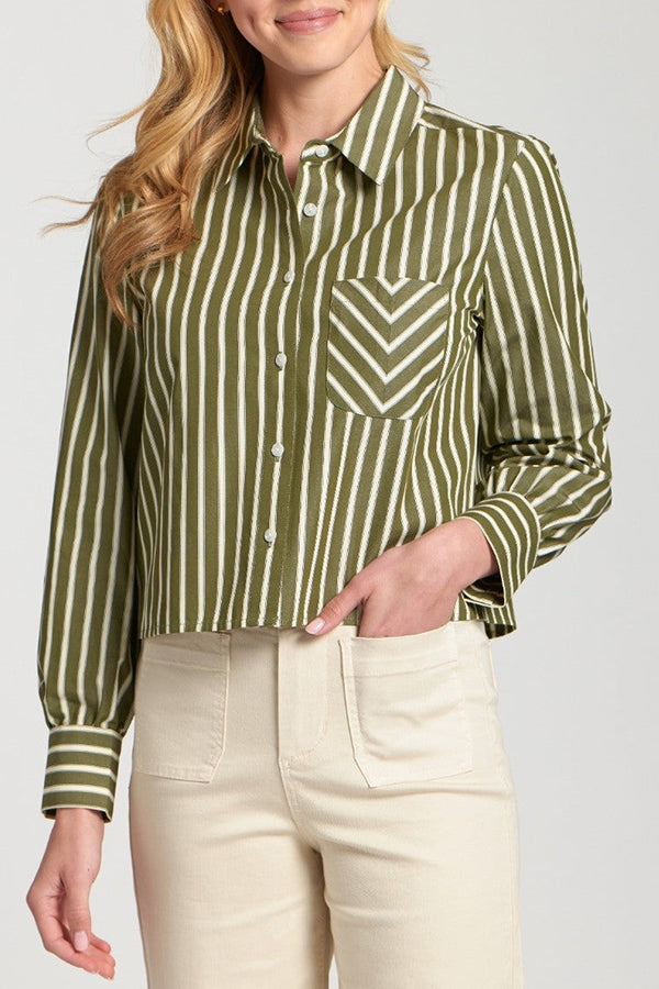 Casual Cropped Stripe Shirt