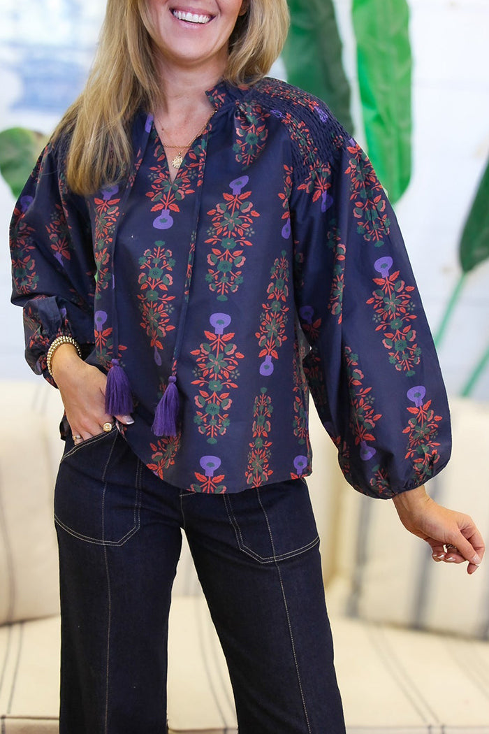 Vibrant Tassel Floral Top