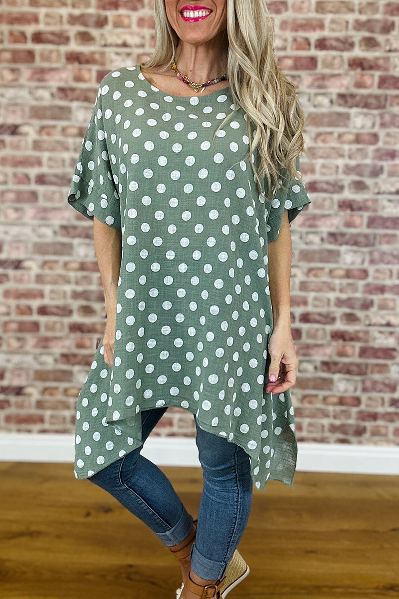 Polka Dot Asymmetrical Top