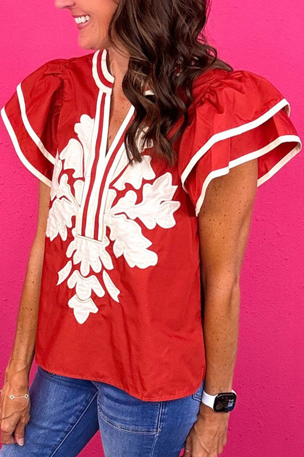 Ruffles Sleeve Floral Top