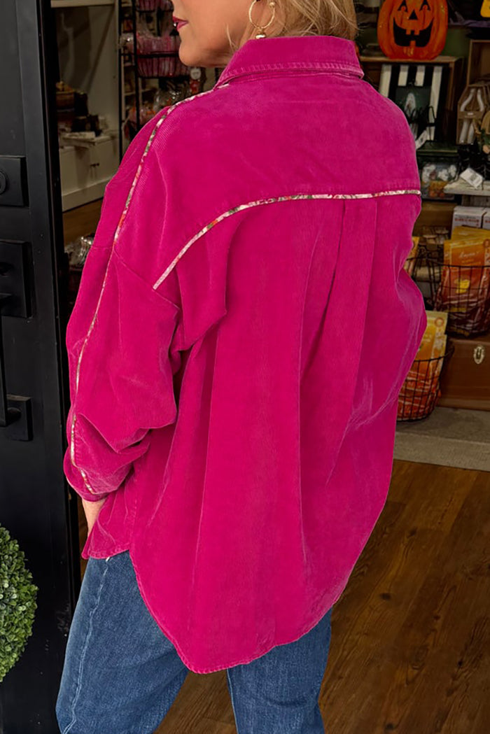 Casual Corduroy Pocket Top