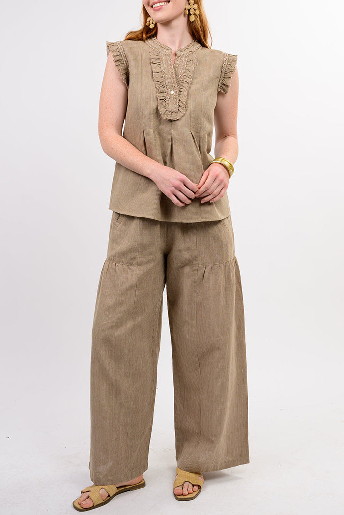 Sleeveless Ruffle Wide Leg Set