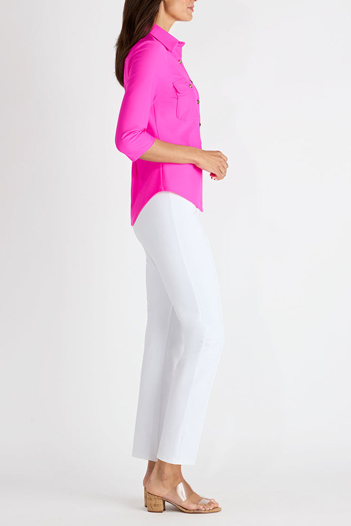 Half-Button Three Quarter Sleeve Top