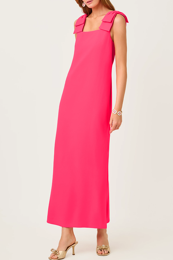 Sleeveless Bow Shoulder Maxi Dress