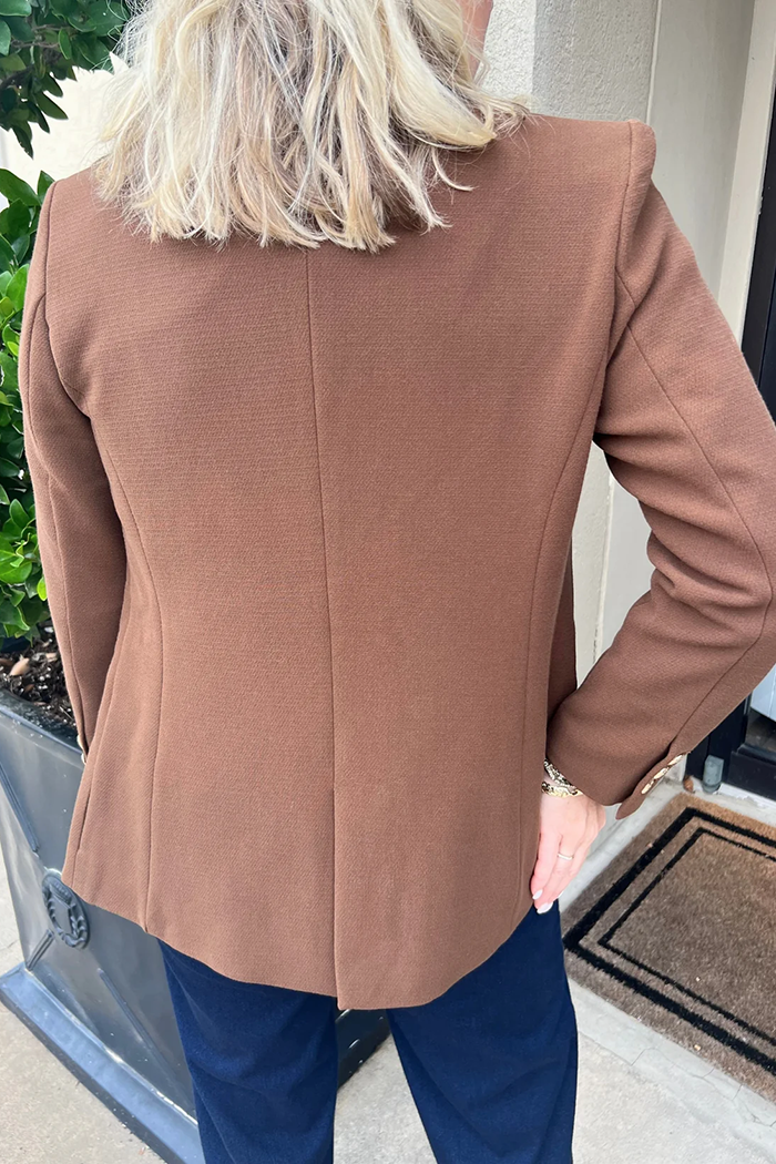 Double Breasted Gold Button Long Sleeve Blazer Jacket