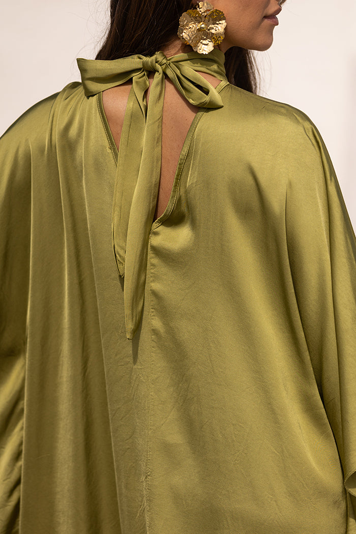 Back Tie Batwing Maxi Dress