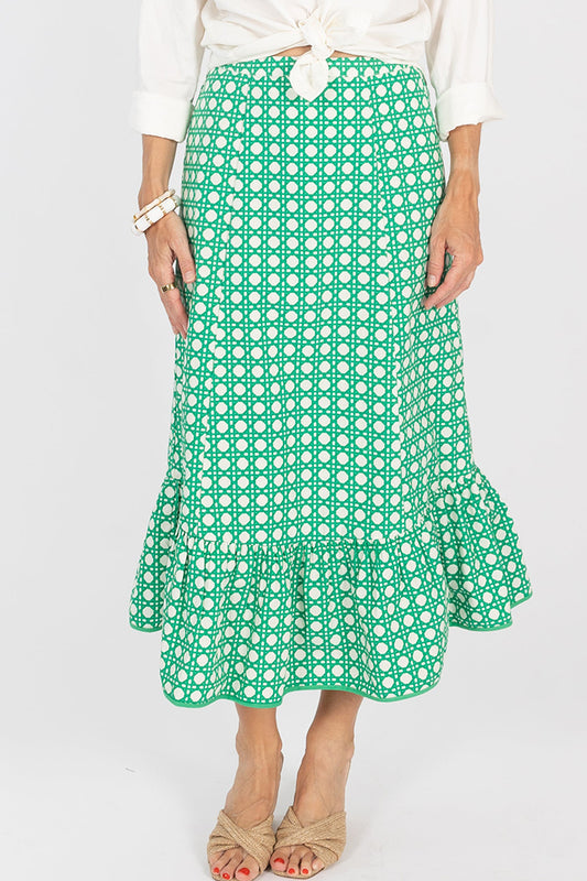 Geometric Dot Ruffle Hem Skirt
