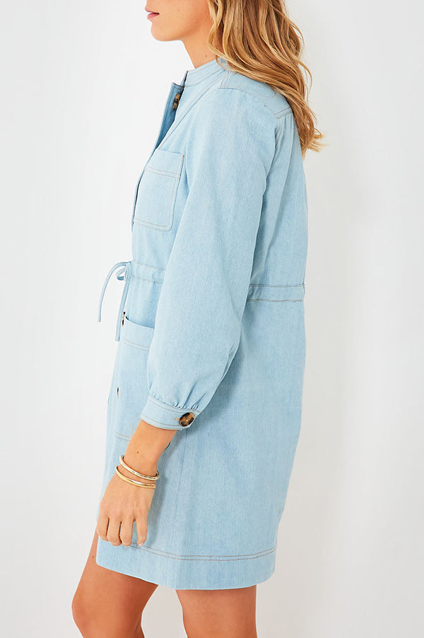 Waist Drawstring Pocket Dress