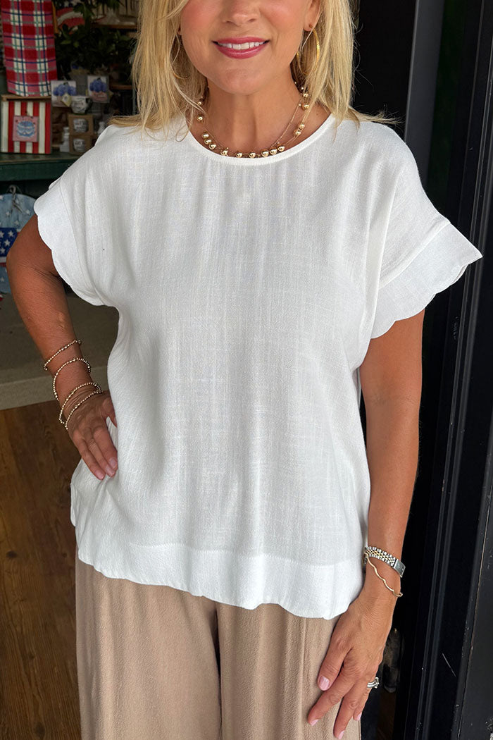 Solid Color Scalloped Edges Top