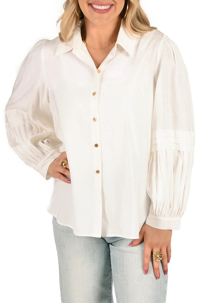 Casual Pleated Sleeve Blouse