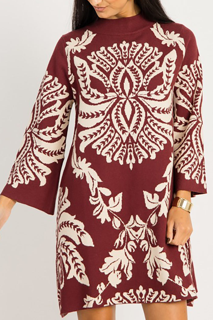Chic Print Sweater Dress
