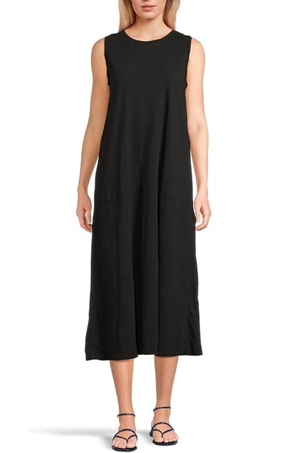 Casual Sleeveless Pockets Dress