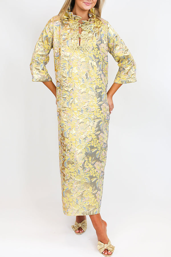 Ruffle Collar Vintage Glam Design Dress