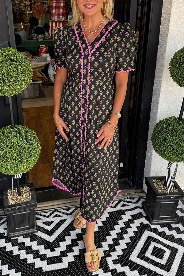 Scallop Edged Floral Dress