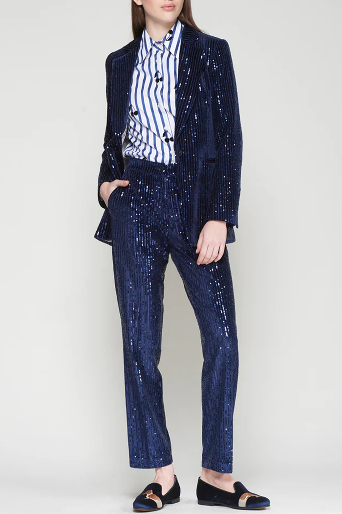 Casual Sequin Stripes Set