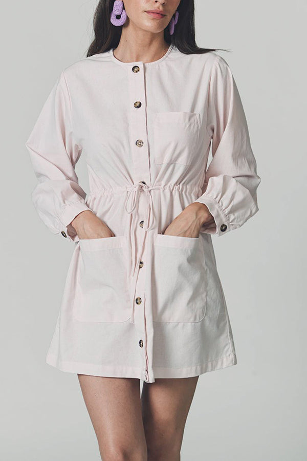 Waist Drawstring Pocket Dress