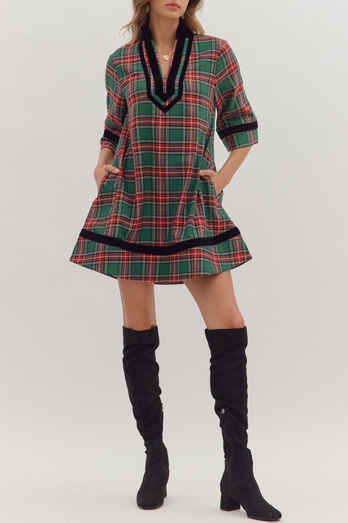 Casual Plaid Tunic Dress