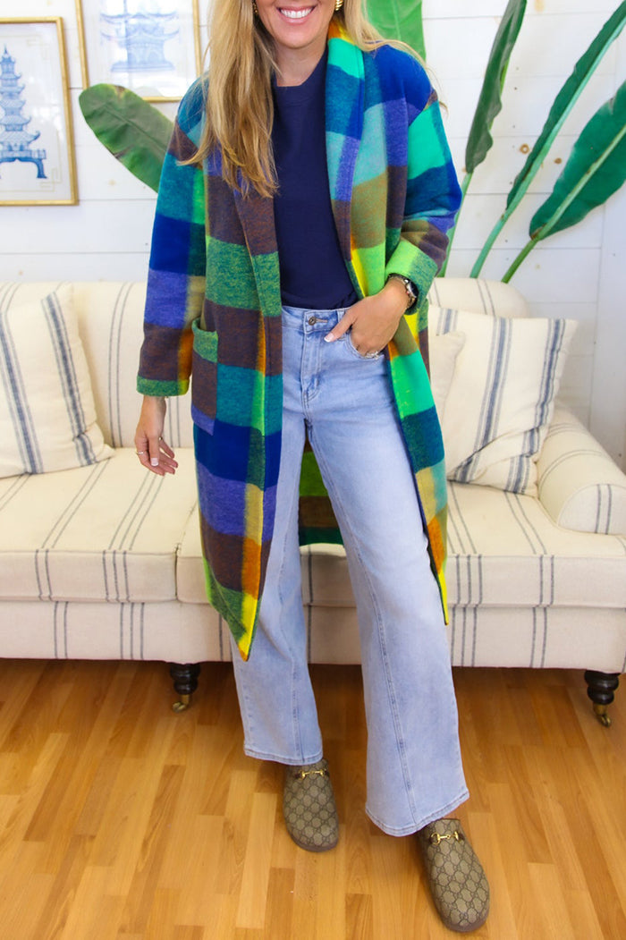 Casual Plaid Pocket Coat
