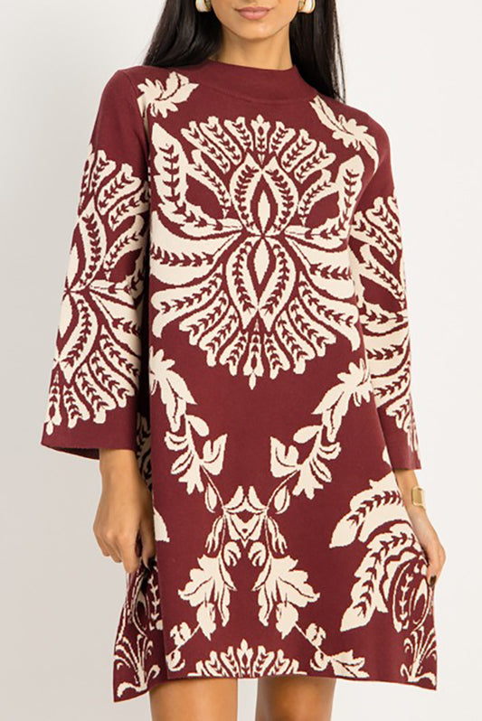 Chic Print Sweater Dress